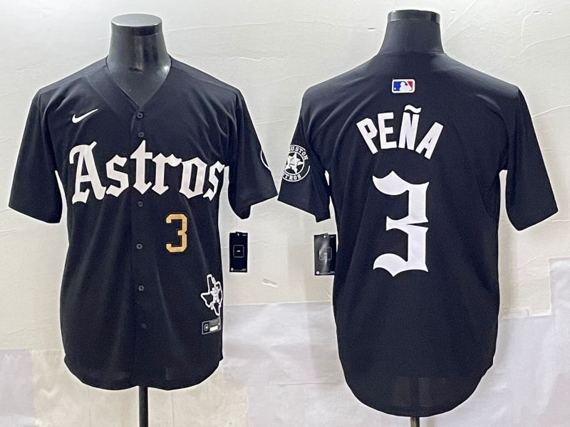 Men 2025 Houston Astros #3 Pena Black Five generations Joint Name Nike MLB Jersey style 12->houston astros->MLB Jersey